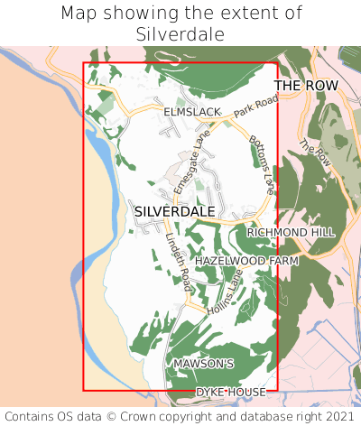 Map showing extent of Silverdale as bounding box