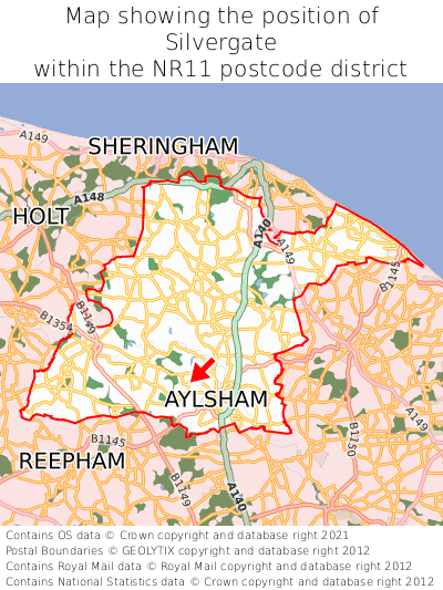 Map showing location of Silvergate within NR11