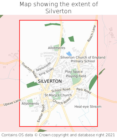 Map showing extent of Silverton as bounding box