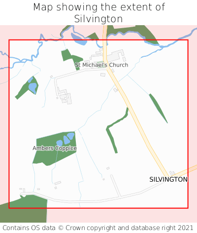 Map showing extent of Silvington as bounding box