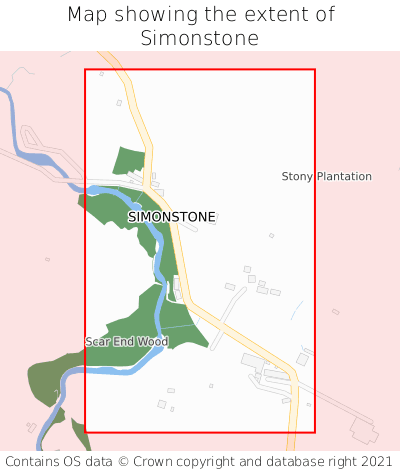 Map showing extent of Simonstone as bounding box