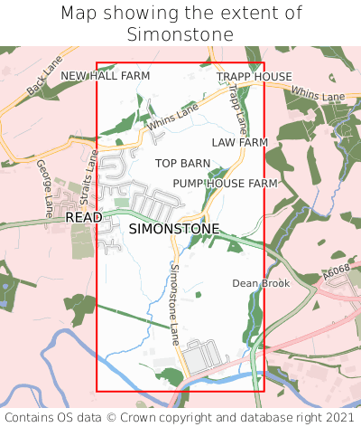 Map showing extent of Simonstone as bounding box
