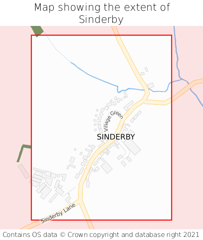 Map showing extent of Sinderby as bounding box