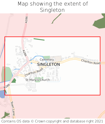 Map showing extent of Singleton as bounding box