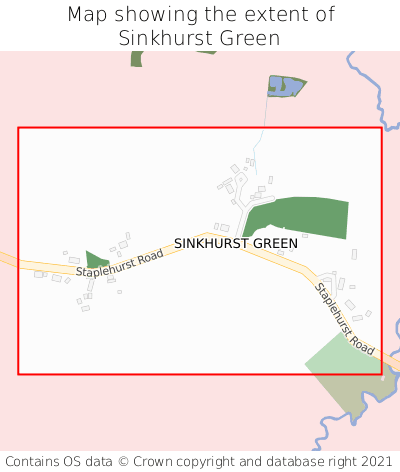 Map showing extent of Sinkhurst Green as bounding box