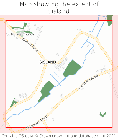 Map showing extent of Sisland as bounding box