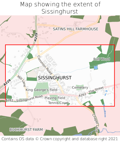 Map showing extent of Sissinghurst as bounding box