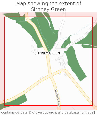 Map showing extent of Sithney Green as bounding box