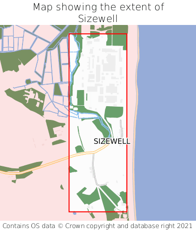 Map showing extent of Sizewell as bounding box