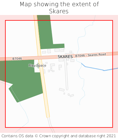 Map showing extent of Skares as bounding box