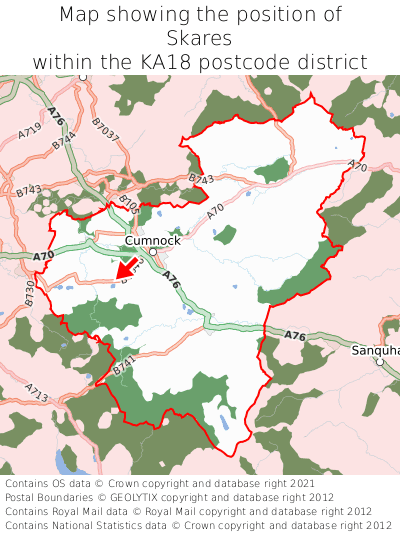 Map showing location of Skares within KA18