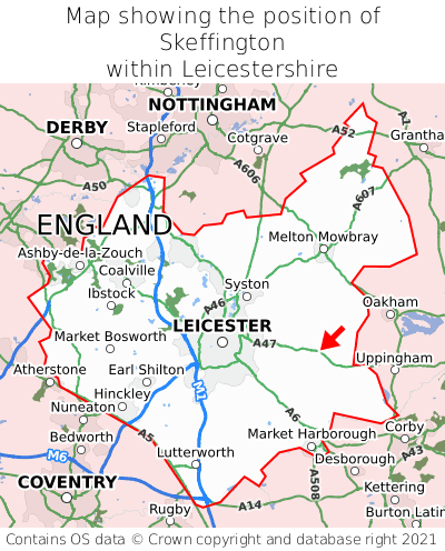 Map showing location of Skeffington within Leicestershire