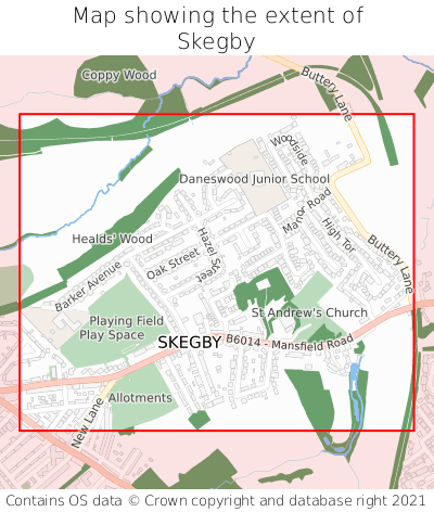 Map showing extent of Skegby as bounding box