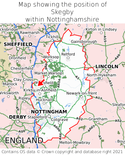 Map showing location of Skegby within Nottinghamshire