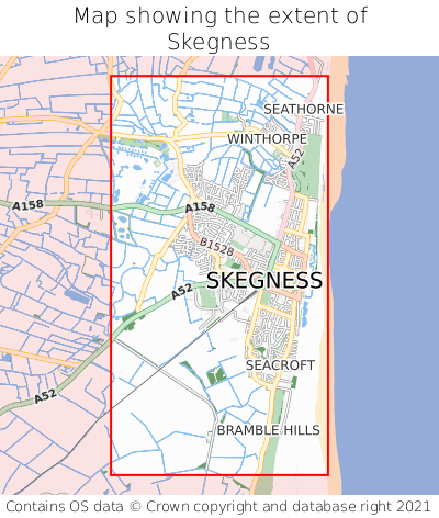 Map showing extent of Skegness as bounding box
