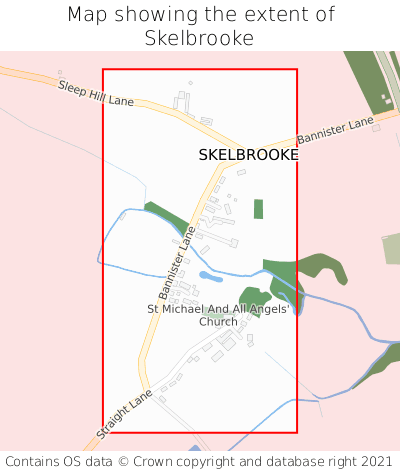 Map showing extent of Skelbrooke as bounding box