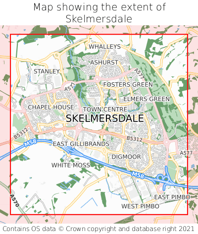 Map showing extent of Skelmersdale as bounding box