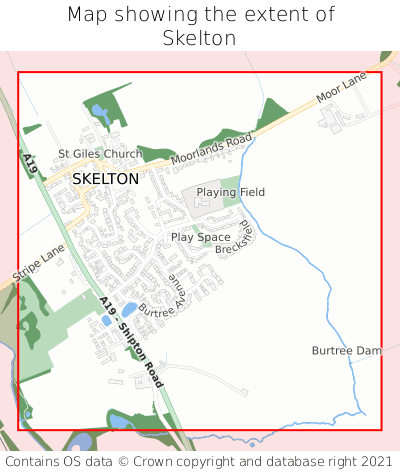 Map showing extent of Skelton as bounding box