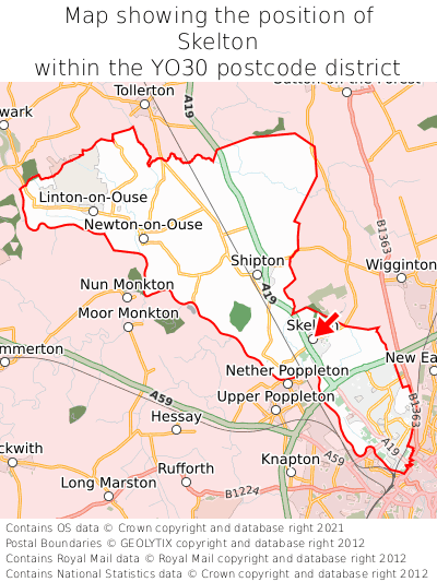 Map showing location of Skelton within YO30