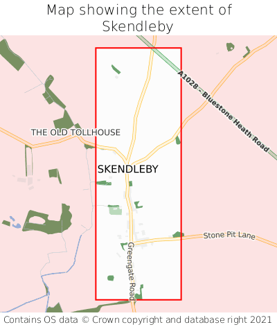 Map showing extent of Skendleby as bounding box