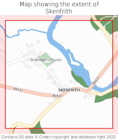 Map showing extent of Skenfrith as bounding box