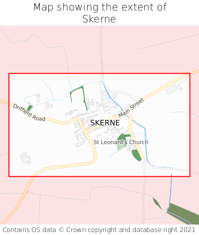 Map showing extent of Skerne as bounding box