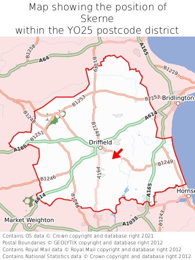 Map showing location of Skerne within YO25