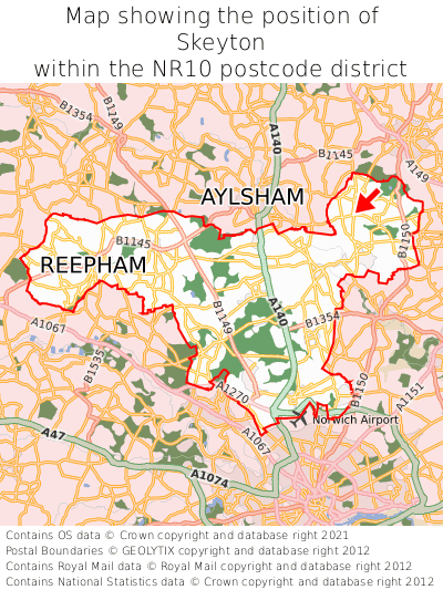 Map showing location of Skeyton within NR10