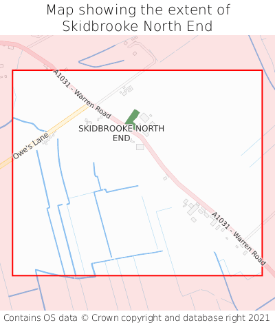 Map showing extent of Skidbrooke North End as bounding box