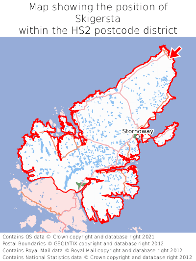 Map showing location of Skigersta within HS2