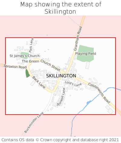 Map showing extent of Skillington as bounding box