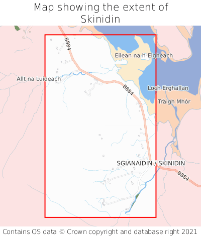 Map showing extent of Skinidin as bounding box