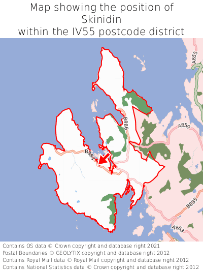 Map showing location of Skinidin within IV55