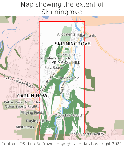 Map showing extent of Skinningrove as bounding box