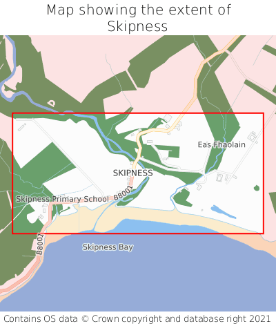 Map showing extent of Skipness as bounding box