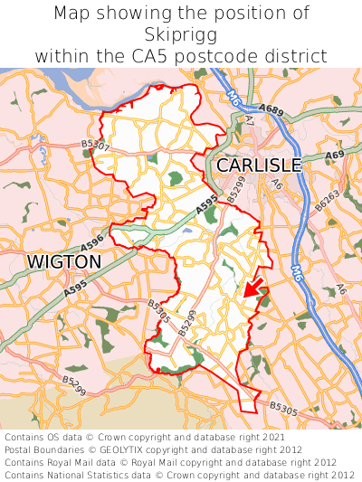 Map showing location of Skiprigg within CA5