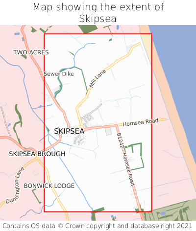 Map showing extent of Skipsea as bounding box