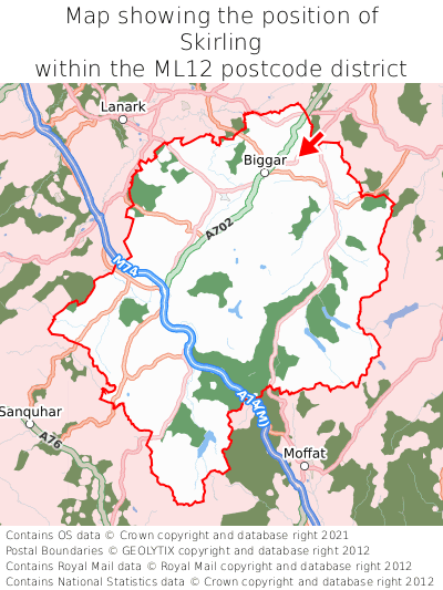 Map showing location of Skirling within ML12