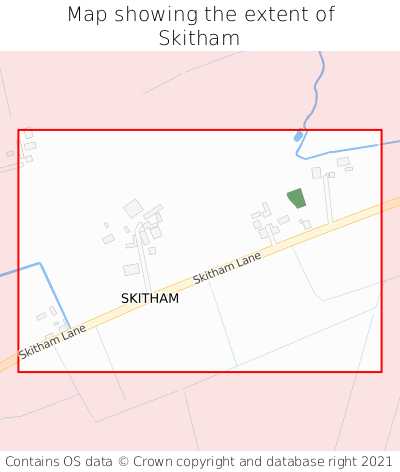 Map showing extent of Skitham as bounding box