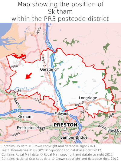 Map showing location of Skitham within PR3