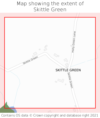 Map showing extent of Skittle Green as bounding box