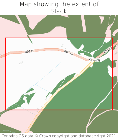 Map showing extent of Slack as bounding box