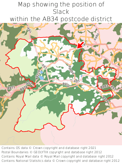 Map showing location of Slack within AB34