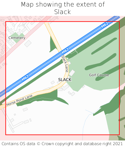 Map showing extent of Slack as bounding box