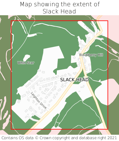 Map showing extent of Slack Head as bounding box