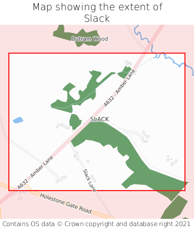 Map showing extent of Slack as bounding box