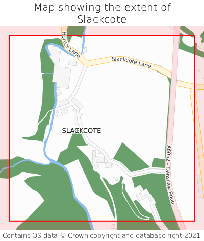 Map showing extent of Slackcote as bounding box