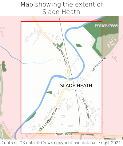 Map showing extent of Slade Heath as bounding box
