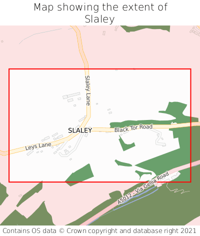 Map showing extent of Slaley as bounding box