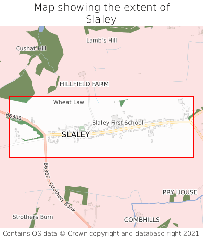 Map showing extent of Slaley as bounding box